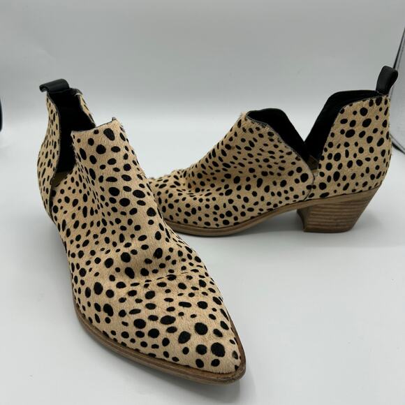 Dolce Vita‎ Booties 9.5 Calf Hair Dalmatian Spot Pointed Toe Ankle Boots 2" Heel - Picture 8 of 13